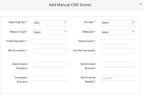 Registry Clearinghouse Add Manual CMS Scores