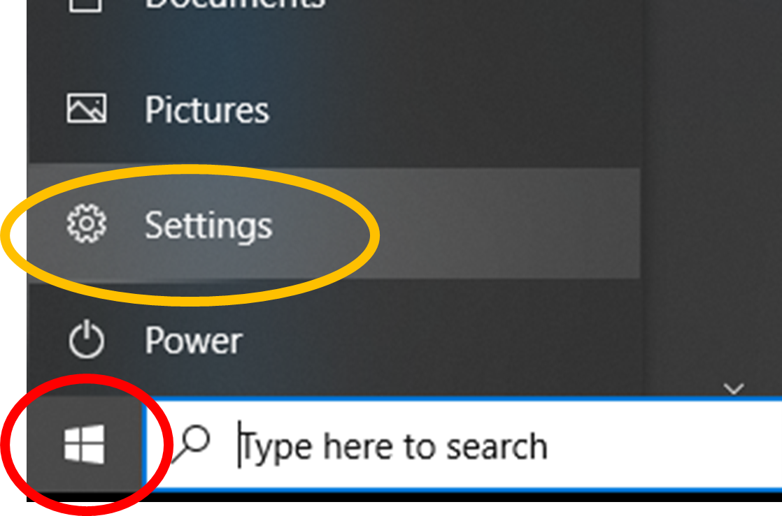 Windows Start Menu - Settings